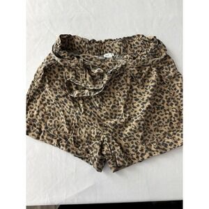 Aerie Shorts Black‎ Tan Animal Print Tie Waist Lyocell Xs  0355